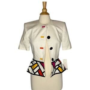 Vintage Aseret NWT Color Blocking High Contrast Short Sleeve Blazer P